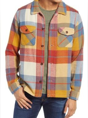 Outerknown Blanket Shirt Jacket Harvest Muir Plaid Size Medium Organic Cotton